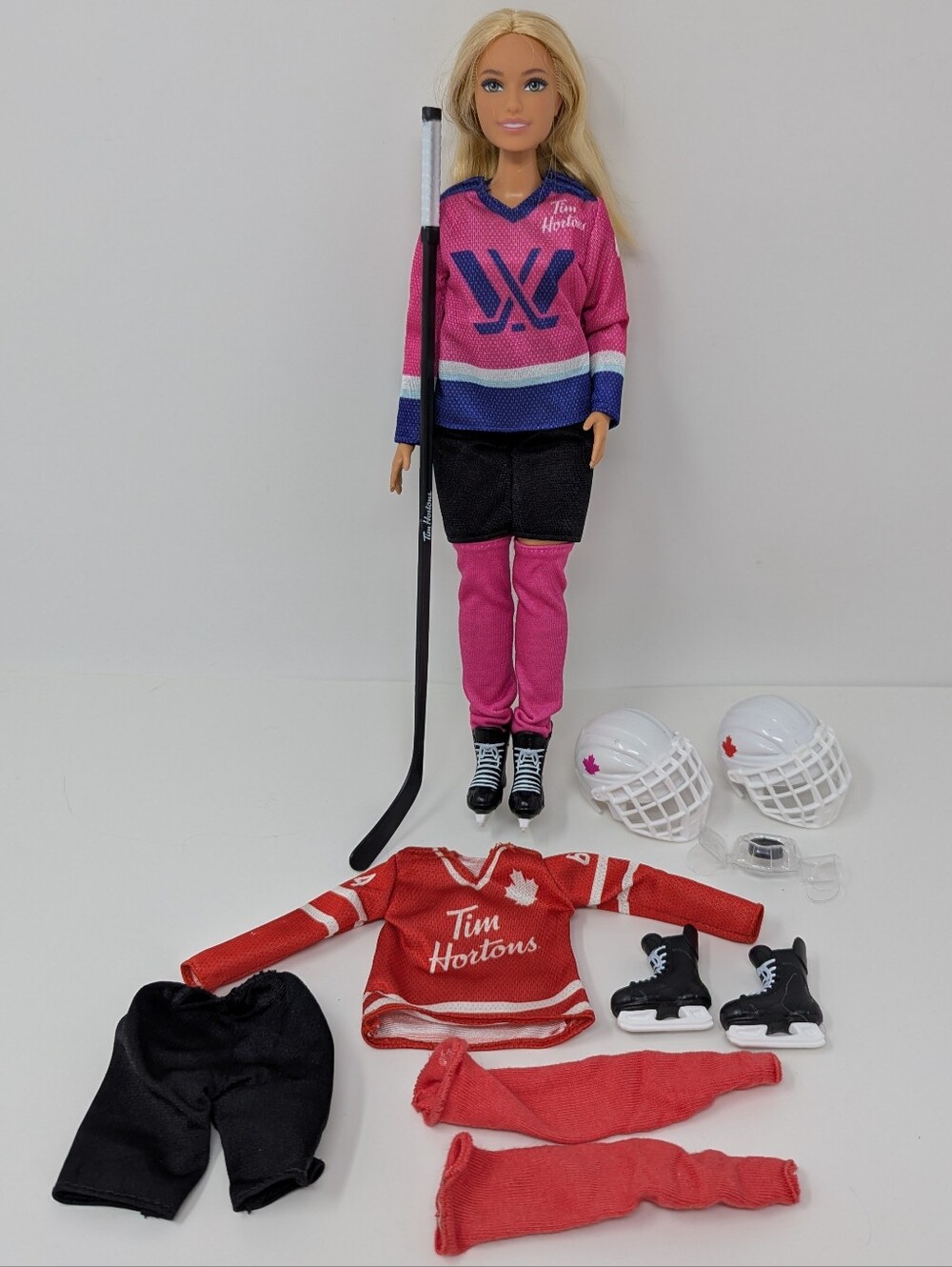 Tim Hortons Hockey Barbie Doll with Extra Outfit Skates Helmet